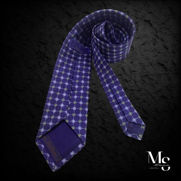DAVID DONAHUE Blue Floral Luxury Silk Tie Hand Made In USA  W: 3.25" EX CON - Picture 1 of 6